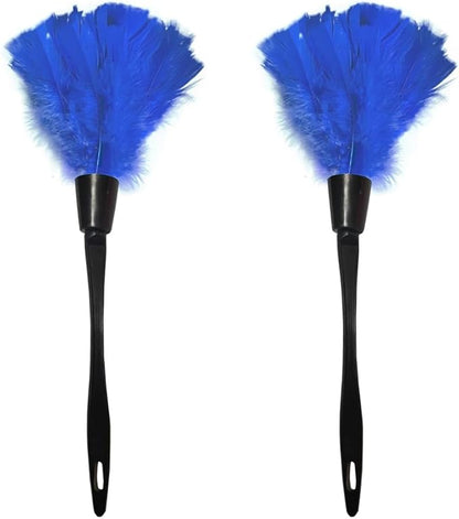 2 PCS 14 Inch Turkey Feather Duster, Gentle Style Dusting Tool for Home/Office Delicate Surfaces (Navy Blue)
