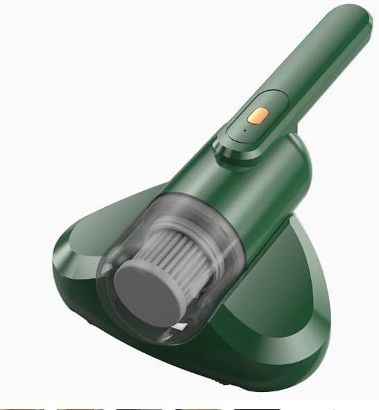 Mattress Vacuum Cleaner Wireless USB Charging Versatile Handheld Vacuums UV-C Light Hot Air Dehumidification Low Noise Strong Suction for Sofa, Car, Carpet, Pet Hair (Green)