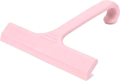Silicone Shower Squeegee - All-in-One Design with Built-in Hook, 10 Inch Streak-Free Bathroom and car Cleaner for Glass Doors, Mirrors, Windows, Tiles Pink