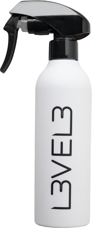 L3 Level 3 Rubberized Spray Bottle - Precise Action Mist Bottle for Effortless Hair Styling - Rubber Grip for Total Control