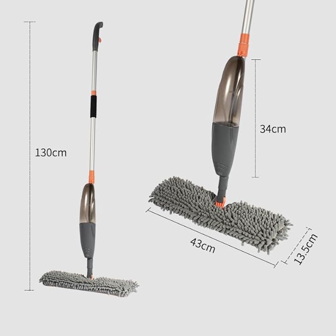 3-in-1 Spray Mop Set with Double-Sided Chenille, Microfiber, and Squeegee Pads - Lightweight Aluminum Handle, 520ML Water Tank, All-Floor & Window Cleaning (Stella - LV-S03)