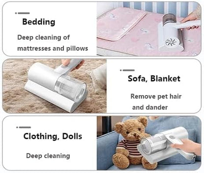 Mattress Vacuum Cleaner Smart Handheld Vacuum Cleaner with Charging Function 10Kpa Suction UV-C Light Low Noise Suitable for Beds, Sofas, Car Seats, Carpets