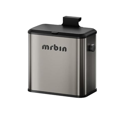 MRBIN Stainless Steel Compost Bin Countertop with Lid, Hanging Trash Can for Kitchen Cabinet Door, Indoor Recycle Basket Food Waste Scrap Dustbin for Kitchen Under Sink with Inner Bucket