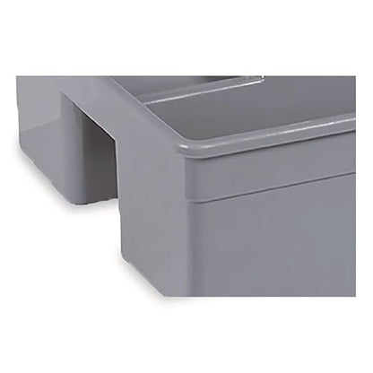 Nexstep Commercial MaxiRough Maid Caddy, 2-Compartment Cleaning Supply Tote, Heavy-Duty Plastic, Ergonomic Handle, Gray, Commercial Janitorial Carry Caddy