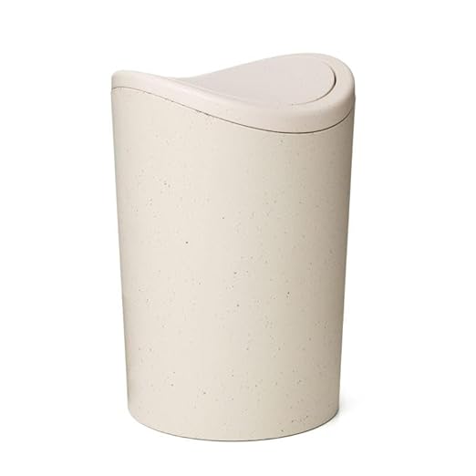 Superio Small Bathroom Trash Can with Lid, Modern Matte Black Mini Waste Bin with Swing Lid (1 1/2 Gallon, 6 Liter) Plastic Garbage Can for Kitchen, Bathroom, Bedroom, Office, Under Desk (1)
