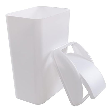 Vababa 1 Pack 3 Gallon Plastic Swing Top Trash Can, Slim Garbage Bin with Swing-Lid, White
