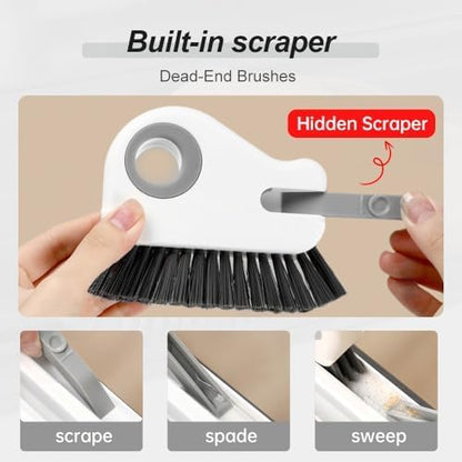 2 in 1 Groove Cleaning Brush Window Track Cleaning Tools, 2025 New Hard Bristle Crevice Cleaning Brush with Hidden Scraperfor Sliding Door Track, Window Sill, Shutter Door(Orange,3pcs)