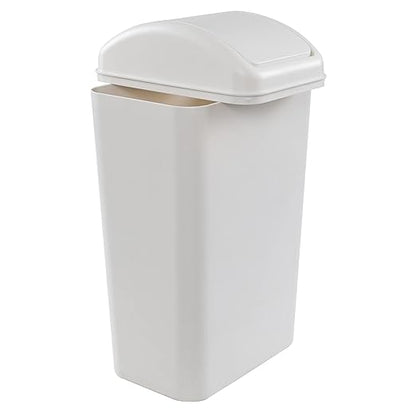 3.5 Gallons/14 Liter Small Trash Can, Plastic Swing Lid Garbage Bin，9.8" x 6.6" x 16.7"