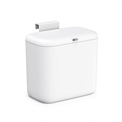 MUEE Compost Bin Kitchen for Counter Top or Under Sink, Hanging Small Trash Can with Lid [1.8 Gal/6.8L], Food Waste Bin, Mountable Garbage Can for Cupboard/Bathroom/Bedroom/Office/RV, Matte White