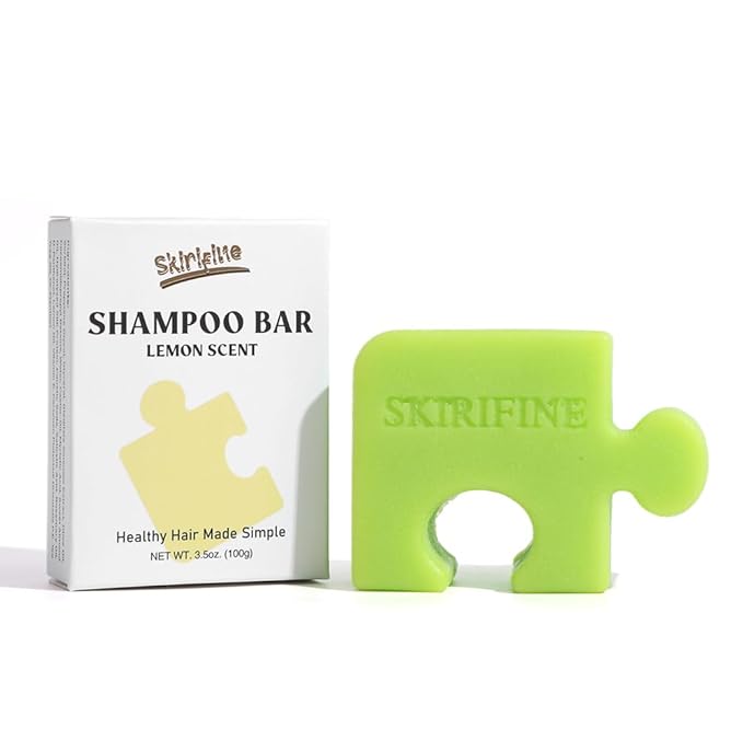 Puzzle-Shaped Lemon Solid Shampoo Bar - Oil Control & Refreshing for Normal to Oily Hair - Crisp, Clean Scent, Plastic-Free (3.5oz)