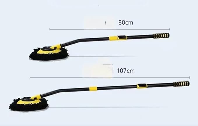 Car Wash Brush with Long Handle, Chenille Microfiber Car Wash Mop, Scratch-Free Cleaning Brush with Adjustable Extension Pole, Includes Replacement Head & Cleaning Cloth for Car, RV, Truck, SUV
