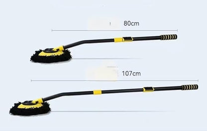 Car Wash Brush with Long Handle, Chenille Microfiber Car Wash Mop, Scratch-Free Cleaning Brush with Adjustable Extension Pole, Includes Replacement Head & Cleaning Cloth for Car, RV, Truck, SUV
