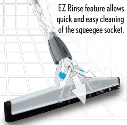Unger Commercial SmartFit™ WaterWand™ 30" Heavy-Duty Floor Squeegee with 53" Aluminum Handle – Ideal for Removing Water and Dirt from Uneven Surfaces, Grouted Tile, and Non-Slip Flooring HM30K