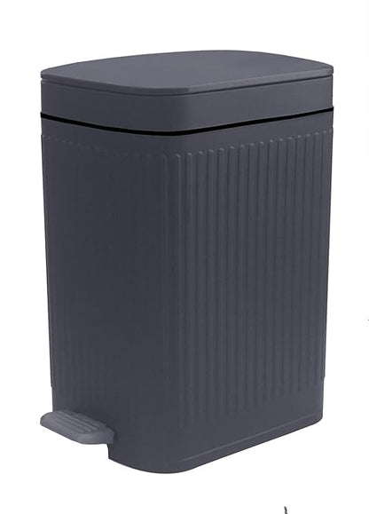 Feisco Small Trash Can with Lid,Small Bathroom Trash Can with Foot Pedal and Press Type Lid,Slim Step-On Trash Bin Wastebasket Garbage Can for Kitchen,Bathroom Office, Bedroom (Gray, 2.6 Gallon)