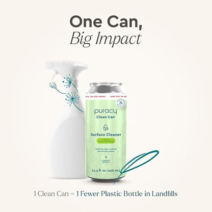 Puracy All Purpose Cleaner Clean Can – Plant-Powered Multi-Surface Cleaner - Surface Cleaner Solution As Seen on TikTok (Green Tea + Lime, 14.4 fl oz, 3 Pack)