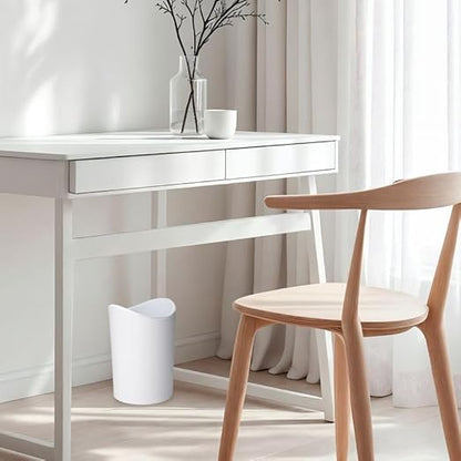 Superio Small Bathroom Trash Can with Lid, Modern White Mini Waste Bin with Swing Lid (1 1/2 Gallon, 6 Liter) Plastic Garbage Can for Kitchen, Bathroom, Bedroom, Office, Under Desk (4, White)