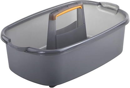 Casabella Cleaning Storage Caddy with Handle Plastic Multipurpose Organizer, Rectangle, 1.85-Gallon, Gray