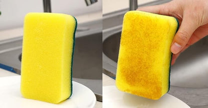 AKOAK 10 Pcs 3.9" x 2.8" x 1.2" Heavy Duty Scrub Sponge – Kitchen Dish, Sink and Bathroom Cleaning Scrubber Sponge