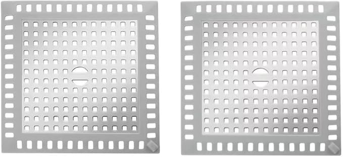 Hair Catcher/Drain Strainer/Shower Drain Cover for Bathroom Floor Drain, Stainless Steel and Silicone (2pack,4.9 inch) (Silver)