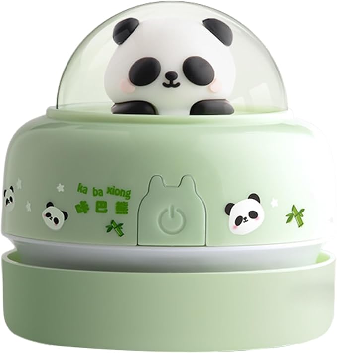 Mini Desktop Vacuum Cleaner Cute Cartoon Desktop Vacuum Cleaner for Kids Students Battery Powered Portable Mini Table Dust Sweeper 360-degree Rotatable Desk Duster Green