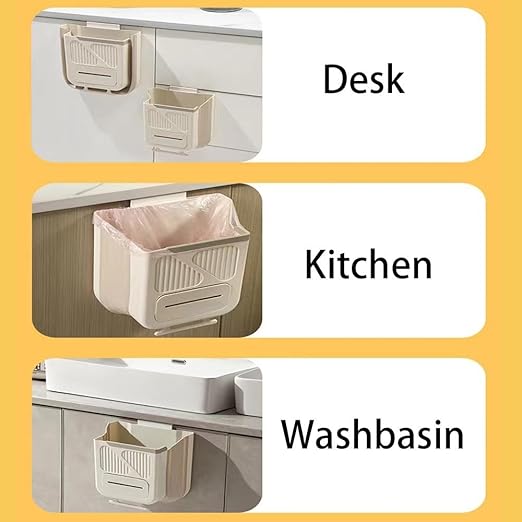 Hanging Trash Can for Kitchen Cabinet Door with 120 Garbage Bags, 1.6 Gallon Collapsible Trash Bin for Under Sink, Bathroom, Car, RV, Office (SmallGrey)