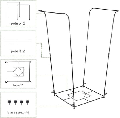 2 Pack Trash Bag Holder, 30-45 Gallon Metal Garbage Bag Holder, Multi-use Portable Trash Bag Holder Stand, Square Pattern Base Leaf Bag Holder for Patio, Yard, Garden