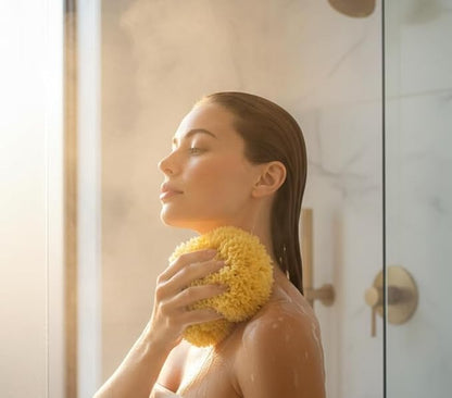 Natural Yellow Sea Wool Sponge 6 Inches. Perfect for Bath, Shower & Body Care. Super Soft & Not Skin Irritating. Baby Approved. Luxury Sponge in a Bag & Craft Box