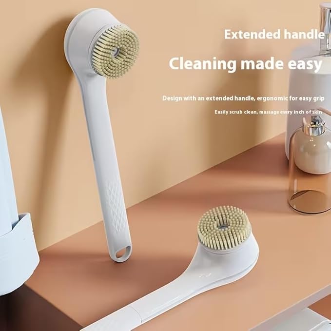 Electric Back Scrubber for Shower Body Brush, Waterproof Shower Body Scrubber for Cleansing, Massaging, Rechargeable Spinning Bath Brush for Kids & Adults with 6 Heads & 3 Speed Modes
