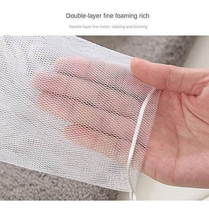 100PCS Thickened Double-layer Foaming Net Facial Cleanser Facial Foam Machine Handmade Soap Bag Cleansing Foam Bubble Bag Soap Net Soap Saver Pouch Mesh Bag
