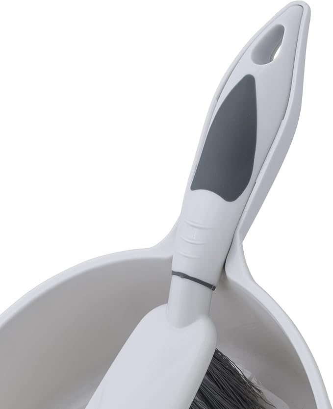 Superio Brush and Dustpan Set, Rubber Edge for Easy Dirt Pickup, Durable Plastic Broom Set with Ergonomic Grip Handle, for Table, Countertop, Desk (1)