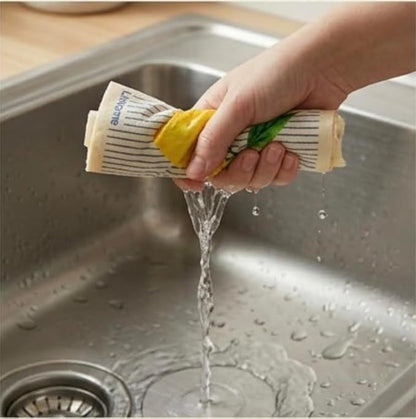 Lemon Collection Swedish Dishcloth, Reusable Paper Towel, Super Absorbent Cellulose Sponge, Kitchen Cleaning Cloth, Washable & Compostable (Lemon Zest Stripe 1 Pack)