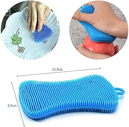 6 Colors Silicone Cleaning Scrubber，Colored Sponges for Dishes for Cleaning Silicone Scrubber Kitchen
