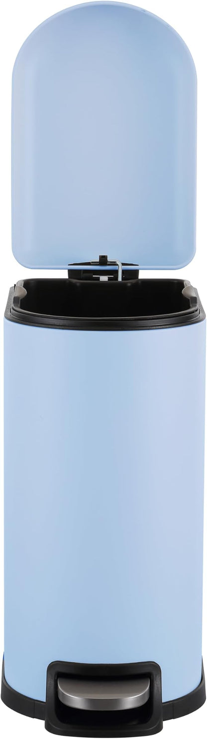 happimess HPM1009H Roland Mini 2.6-Gallon Step-Open Trash Can, Tide Pool Blue,with Soft-Close Lid, Fingerprint Resistant, Modern, Minimalistic for Home, Kitchen, Office, Bedroom, Bathroom
