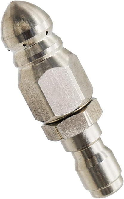 MIZORLIE Pressure Washer Sewer Jetter Nozzle with Stainless Steel, Mini Compact Durable Sewer Jet Nozzle,Pressure Drain Jetter Hose Nozzle,1/4'' Quickly Connector, 5000 PSI (1 set)