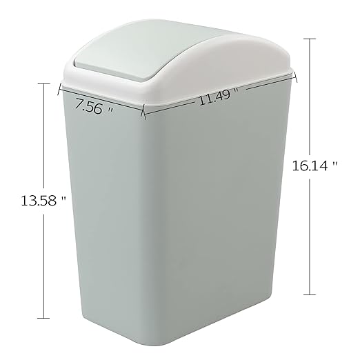 Kekow 4.5 Gallon Small Plastic Trash Can, Swing Lid Waste Can, Blue