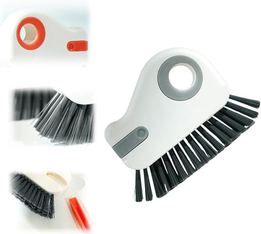 2 in 1 Groove Cleaning Brush Window Track Cleaning Tools, 2025 New Multifunction Hard Bristle Crevice Cleaner Brush with Hidden Scraper, Grout Cleaner Grip Brush for Sliding Door Track