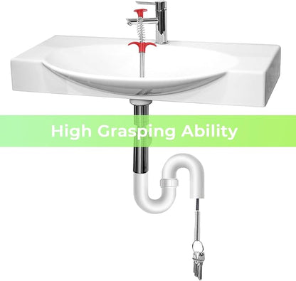 Drain Snake Auger with 4-Claw Grabber, Manual Sink Unclogger Tool, Flexible Cable for Kitchen, Bathroom Floor Drains & Pipes, Food & Hair Clog Remover (62 Inches)