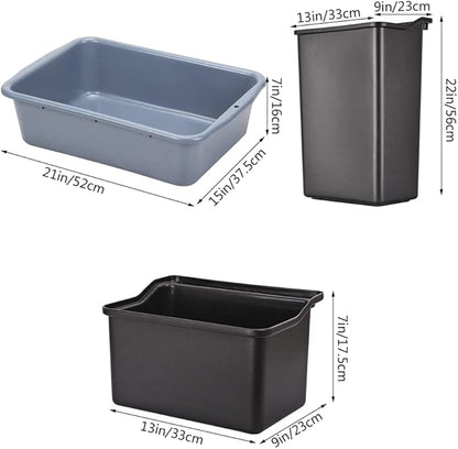 Storage Cart 3 Tier Heavy Duty Commercial Grade Utility Cart,Dish Cart for Restaurant,Multi-Function Mobile Shelving Unit Organizer for Hotel,Restaurant,Kitchen,Laundry Room with 6 Basin 2 Barrels