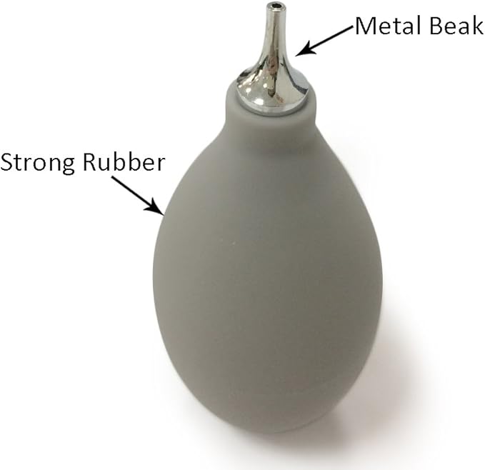 Rubber Bulb Pump Squeeze Duster Air Blower Air Puffer for Hearing Aid Earmould Blower (Grey(Metal))