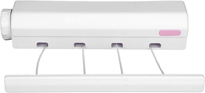 OUKENS Retractable Clothesline, Telescopic 4Rope Heavy Duty 8kg Load Capacity Drying Rack, Wall Mounted - Saving Space with Punch Installation, Indoor Outdoor Use in Balcony Bathroom Apartment Laundry