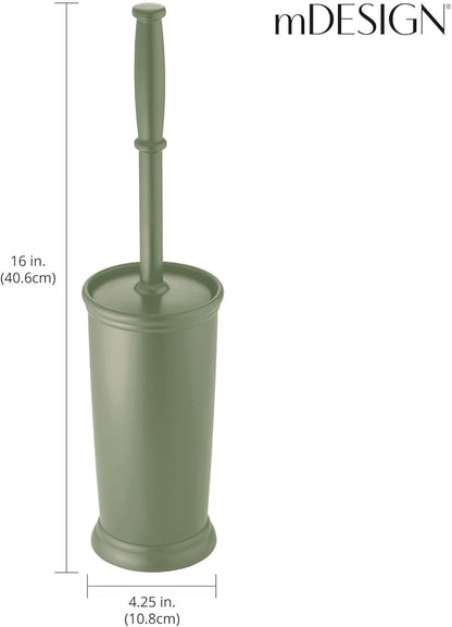 mDesign Toilet Bowl Brush and Holder - Covered Bathroom Toilet Brush - Standing Toilet Bowl Scrubber in Modern Holder - Space Saving, Deep Cleaning Brush for Toilet - Hyde Collection - Olive Green