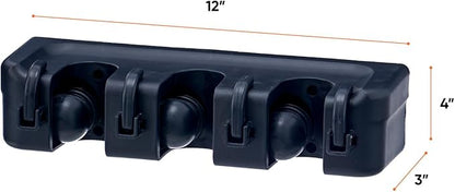 Superio Mop and Broom Holder Wall Mount Storage Organizer for Kitchen, Garage, Garden, 3 Slots (Black)