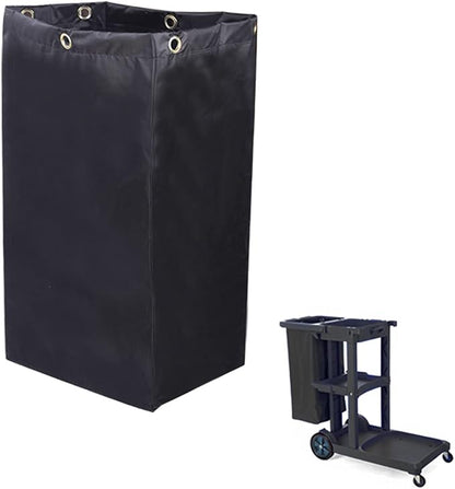 Replacement Janitorial Cart Bag, High Capacity Waterproof Thickened Housekeeping Commercial Janitorial Cleaning Cart Bag with 6 Brass Grommets - 25 Gallon (Black)