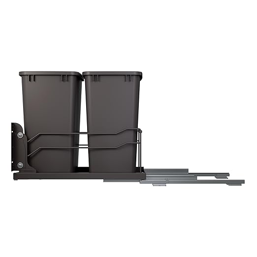 Rev-A-Shelf Double Pullout Trash Cans for Under Kitchen Cabinets 35 Quart 8.75 Gallon with Soft-Close Slides, 14.5" Min Opening, 53WC-1835SCDM-213