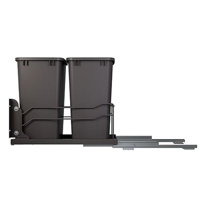 Rev-A-Shelf Double Pullout Trash Cans for Under Kitchen Cabinets 35 Quart 8.75 Gallon with Soft-Close Slides, 14.5" Min Opening, 53WC-1835SCDM-213