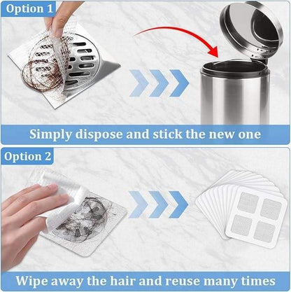25 Packs - Disposable Shower Drain Hair Catcher 3.94 Inches Square Drain Hair Catcher Stickers for Bath & Kitchen - Hair Catcher Shower Drains Cover for Human & Pet Hair - Mesh for Bathtub & Laundry