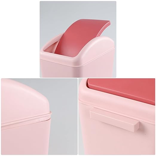 4.5 Gallon Trash Can with Swing Lid, Plastic Swing Top Trash Can (Pink)
