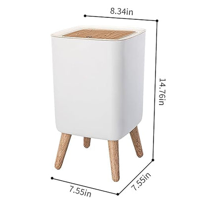 WanWanKa Mini White Plastic Trash Can, 2.6 Gallon Capacity, Slim Design, Anti-Odor, Easy to Clean, Suitable for Any Place