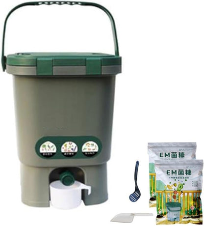 Indoor Compost Bins Compost Bin, 4 Gallon Kitchen Compost Bin, Indoor Countertop Composter Bin with Lid, 100% Non-Smell Compost Bucket , with 1kg/2.2lbs Compost Starter Accelerator Composter Machine