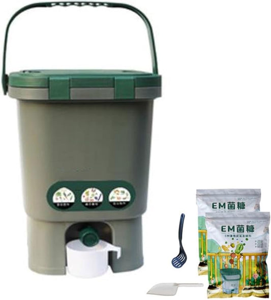 Indoor Compost Bins Compost Bin, 4 Gallon Kitchen Compost Bin, Indoor Countertop Composter Bin with Lid, 100% Non-Smell Compost Bucket , with 1kg/2.2lbs Compost Starter Accelerator Composter Machine